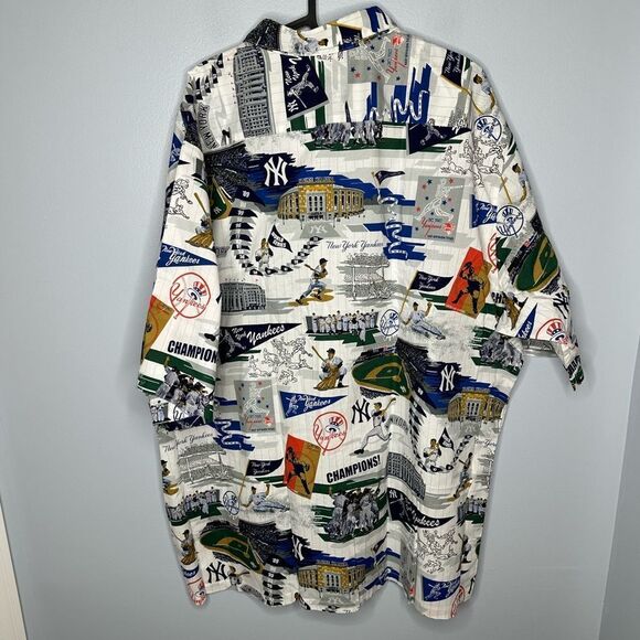 MLB NY YANKEES Aloha Reyn Spooner Button Up Hawaiian style shirt Mens 3XL Retro - Picture 2 of 6